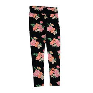 Justice Black and Pink Floral Leggings